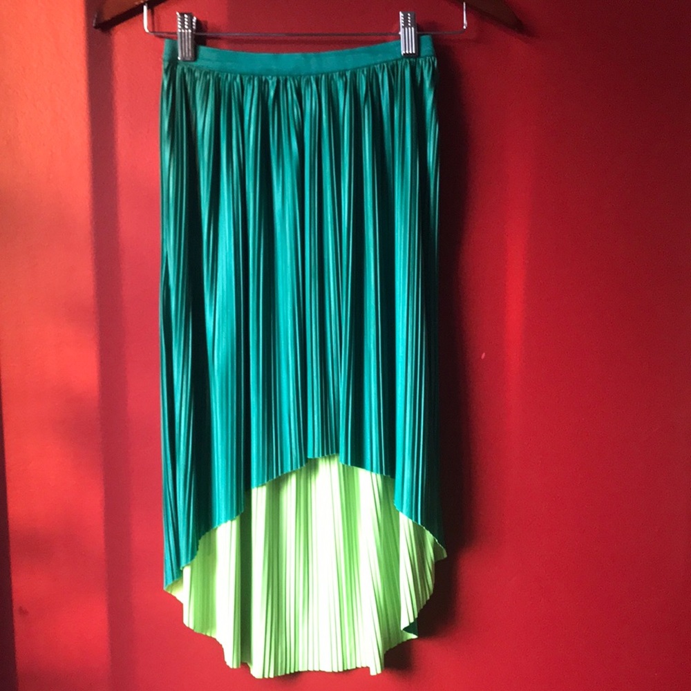 High Low Pleated Reversible Skirt